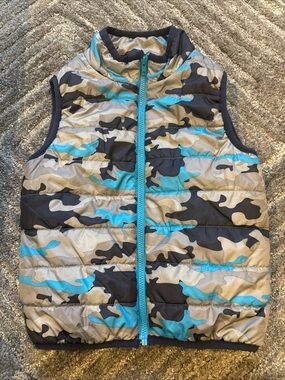Gymboree Boys Navy Blue Camouflage Puffer Vest Jacket w/Pockets Size Small 5-6